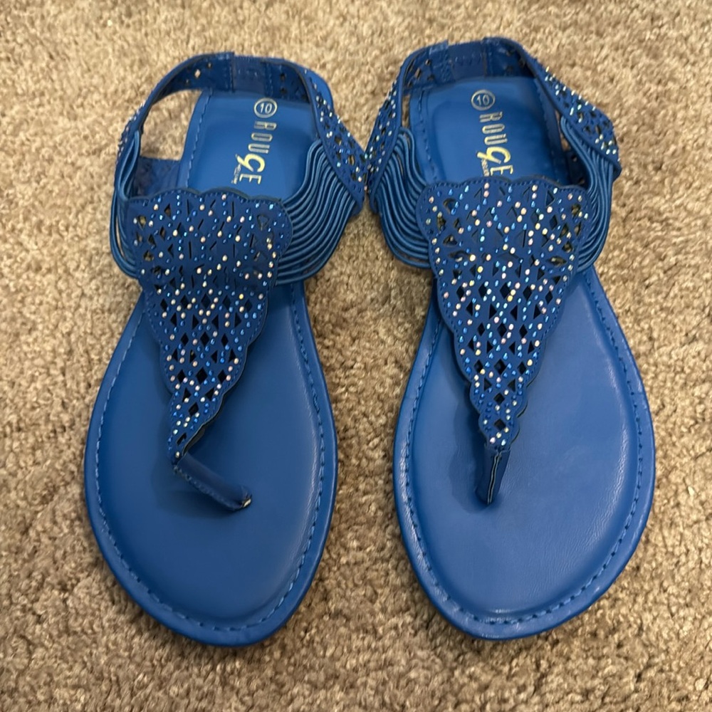Rouge Helium Sandals Size 10 Color Blue Rhinestones